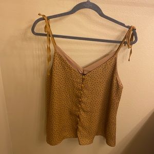 Tan and blue star printed tank